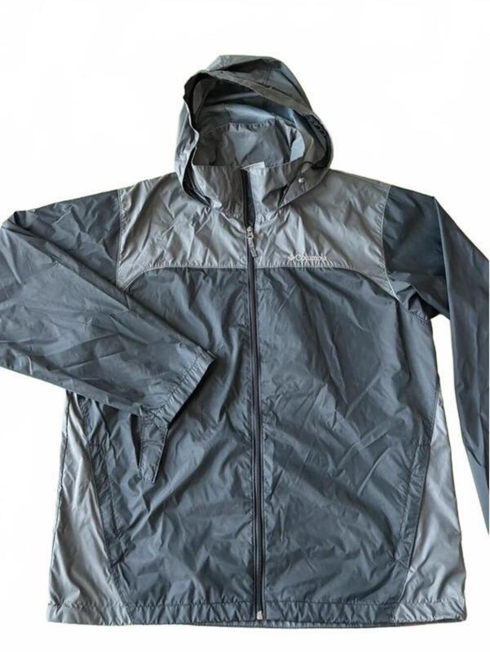 Columbia Hooded Windbreaker Jacket, Grey & Black, Men's Size L